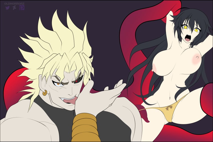 2021 big_breasts black_hair black_sclera blonde_hair blush breast_grab breasts crossover crossover_pairing curvy_female dio_brando female ghoul huge_breasts hyoki_(senran_kagura) imouto interracial jojo's_bizarre_adventure kagune large_breasts leo_(senran_kagura) licking_hand lingerie lingerie_only meme muscular muscular_male nightmare_husbando oldhorrorz panties panties_removed purple_eyes self_upload senran_kagura senran_kagura_(series) senran_kagura_new_wave senran_kagura_peach_beach_splash sister sisters stardust_crusaders stardust_crusaders_(ova) tentacle tentacle_grab thin_arms tokyo_ghoul vampire yellow_eyes yellow_panties