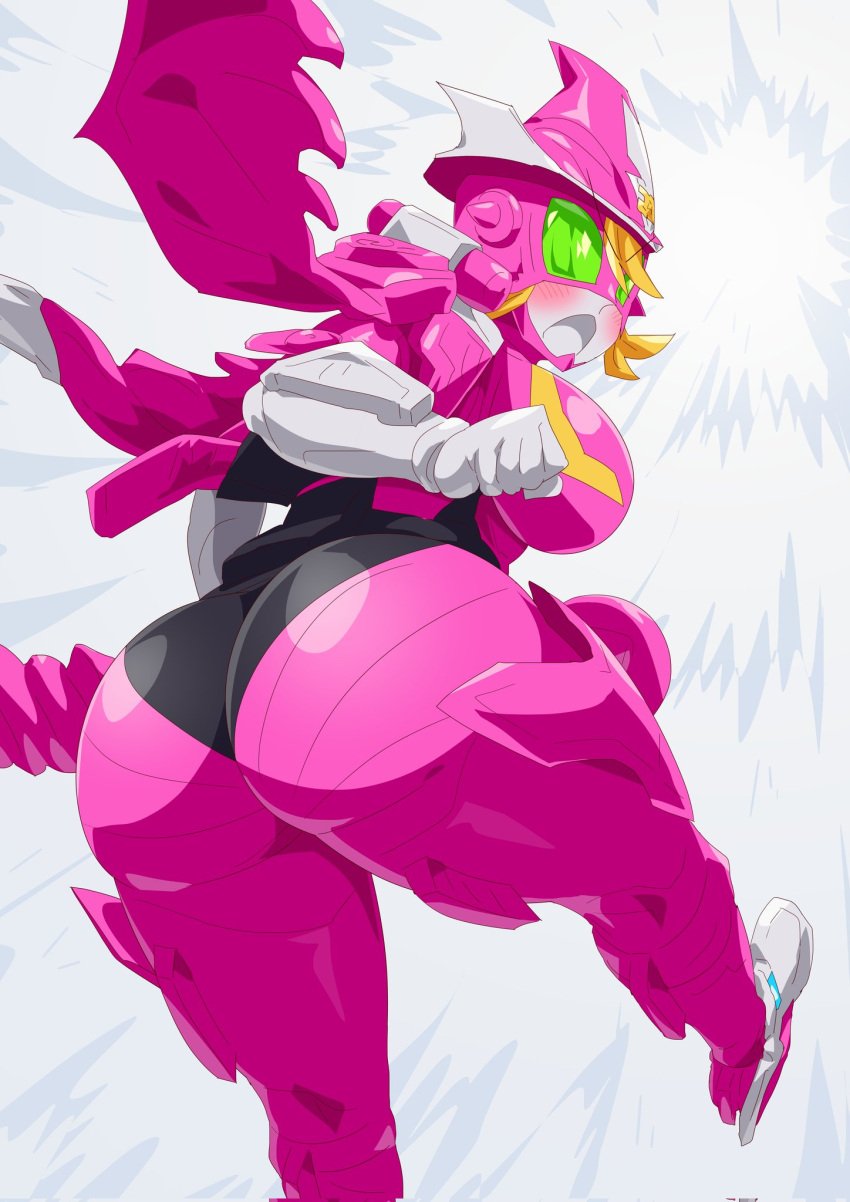 1girls 2021 bent_over blonde_hair blush_stickers breast cum dragon_girl facial female flying green_eyes grey_skin highres huge_ass kikai_sentai_zenkaiger looking_at_viewer looking_back magine mecha mechanical_wings otokam1117 pink_skin poking_ass red_cheeks robot_girl staff stormwind super_sentai tokusatsu tornado wingless_dragon witch zenkai_magine