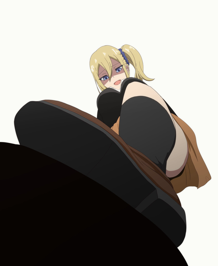 blonde_hair blue_eyes blush breasts eye_contact feet femdom foot_fetish foot_focus footwear hayasaka_ai horny kaguya-sama_wa_kokurasetai_~tensai-tachi_no_renai_zunousen~ looking_down_at_viewer pov sadistic school_shoes school_uniform schoolgirl scrunchie shaded_face shoe_fetish skirt smirk smug socks stepped_on stepping_on_face stepping_on_head underskirt ze_r0_ze_r0