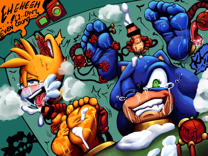 5_toes blush camera censor_bar censored_penis crying crying_laughing crying_with_eyes_open cum cum_on_feet cum_on_floor cum_on_head feet furry green_eyes licking_foot magic_ring portal_ring saliva saliva_on_feet soles sonic_(series) sonic_the_hedgehog sonic_the_hedgehog_(series) speech_bubble stuck_in_floor stuck_in_wall tails tears through_wall tickle_torture tickling tickling_balls tickling_feet tickling_machine tickling_penis toe_ties twomario_(artist) wall