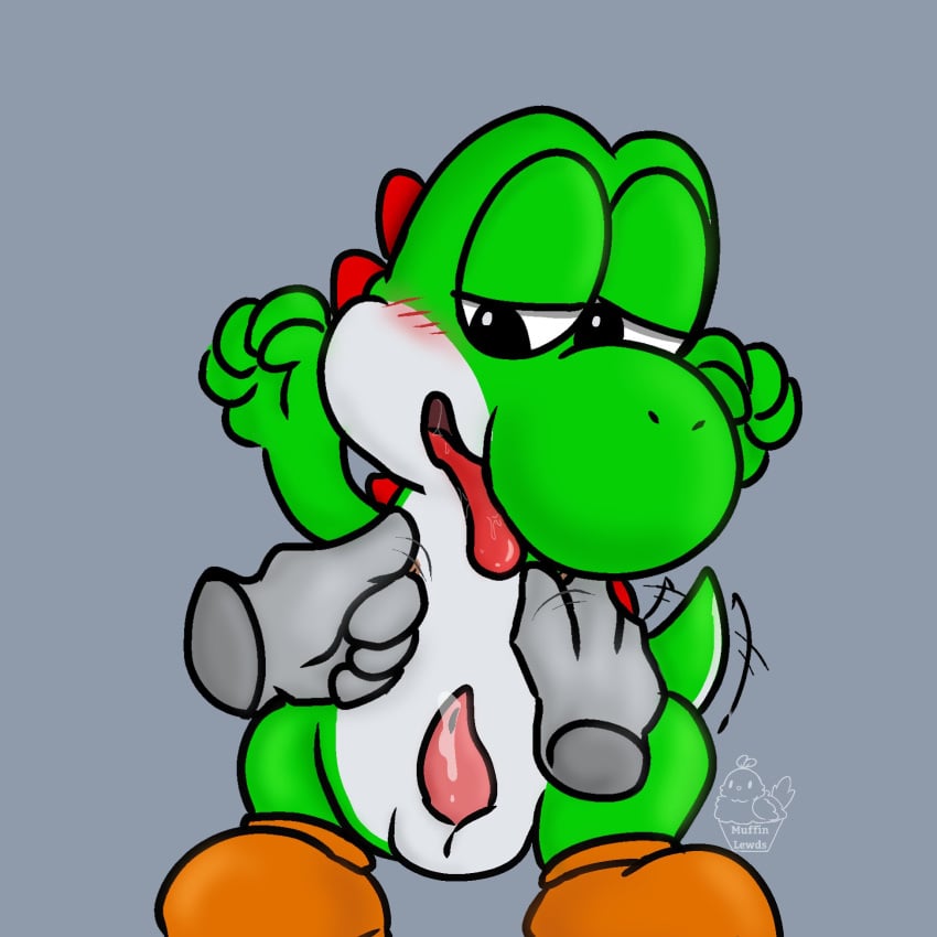 1:1 anthro balls bedroom_eyes blush bodily_fluids cum digital_drawing_(artwork) digital_media_(artwork) dinosaur disembodied_hand ejaculation erection genital_fluids genitals green_yoshi hands-free hi_res leaking_cum leaking_precum male male_only mario_(series) muffinlewds narrowed_eyes nintendo nipple_fetish nipple_pinch nipple_play nipples nude open_mouth penis pinch precum reptile scalie seductive simple_background smile solo solo_focus tail_motion tailwag tongue tongue_out video_games yoshi