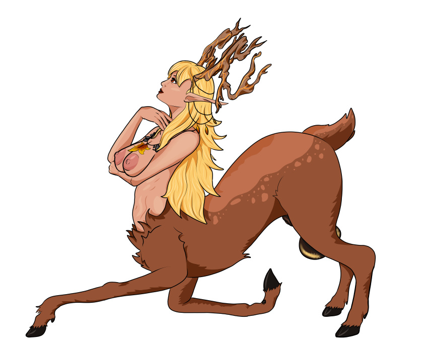 1futa absurd_res animal_genitalia areola balls big_areola blonde_hair breasts brown_body brown_eyes brown_fur catthoggua_(artist) cervid cervid_taur corruption_of_champions corruption_of_champions_ii druid fully_sheathed fur futa_only futanari genitals gynomorph hair hi_res horn humanoid_pointy_ears intersex jewelry kneeling long_ears magic_user mammal mammal_taur necklace nipples orlaith_(corruption_of_champions_2) sheath solo taur tribal_spellcaster