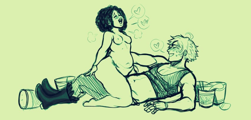 1boy afro aggravatedmomo beelzebub_(obey_me) chubby clothed_male_nude_female female happy_sex interracial moaning obey_me!_one_master_to_rule_them_all plus_size sex thick_thighs