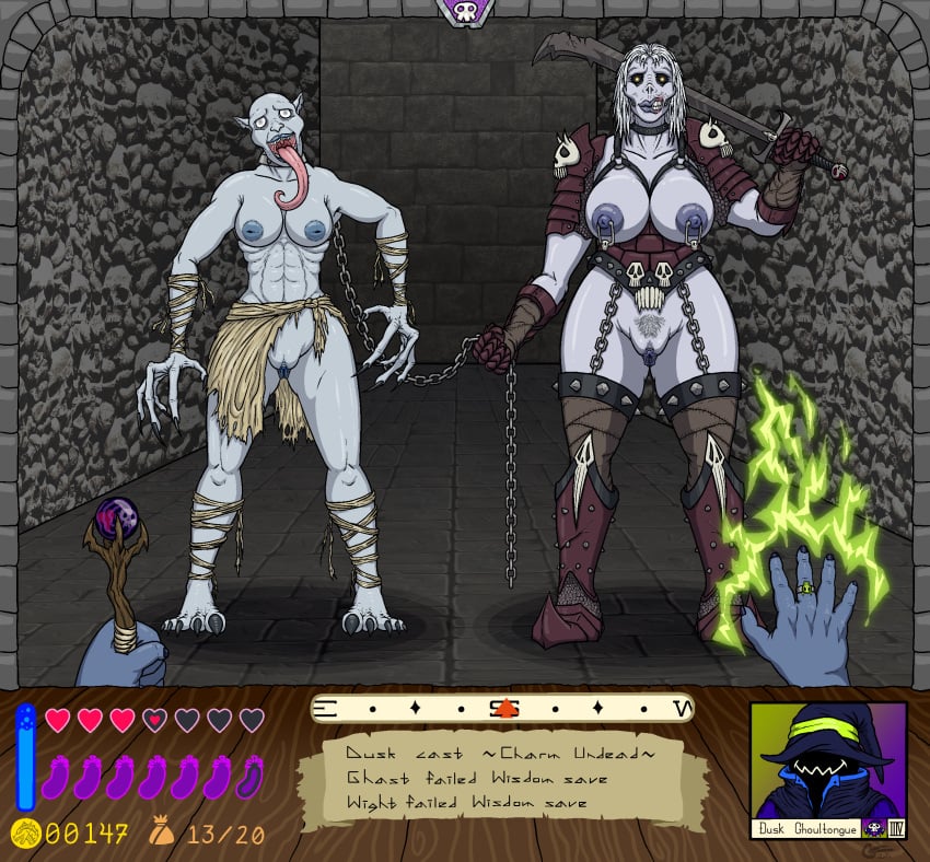 1other 2girls abs anterior_nasal_aperture areola armed armor bald bald_female big_areola big_breasts big_clitoris big_lips big_nipples bimbo black_mage black_sclera blind blind_eye blue_nipples blue_pussy bondage_gear bone breasts cataracts chain_collar chain_leash chainmail chains claws clenched_teeth clitoral_hood clitoris clothing collar creepy creepy_face disembodied_hands dungeons_and_dragons duo empty_eyes exposed_bone exposed_gums exposed_teeth facial_scar female female/female female_focus fingernails full_body garter_belt garter_straps gauntlets genitals ghast ghoul gloves glowing glowing_eyes glowing_frenulum greaves grey_body grey_skin hair hairless hairless_pussy handwear hasbro hat headgear headwear health_bar hi_res hips humanoid humanoid_pointy_ears inverted_nipples leash lips long_fingernails long_fingers long_labia long_tongue magic magic_user magic_wand melee_weapon multiple_girls nails necromancer necromancy nightmare_waifu nipple_piercing nipples obscured_face pale_skin pauldron perky_breasts piercing plump_labia pubes pubic_hair puffy_areola pupils pussy red_armor ribs sabatons scar shaved_crotch skull smile spell spellcasting sword tattered_clothing teeth text thick_thighs thighs toned toned_female tongue tongue_out undead vagina video_games weapon weapon_over_shoulder white_eyes white_hair white_pupils wide_hips wight wizard_hat wizard_robe wizards_of_the_coast wraps yellow_pupils