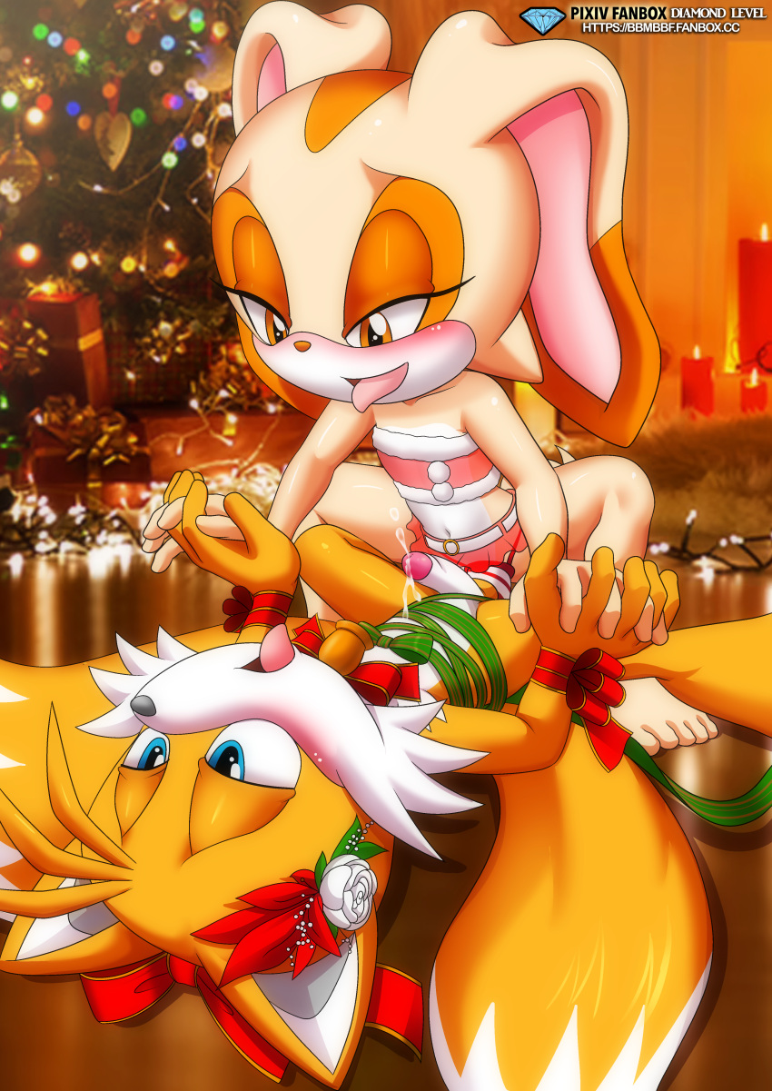 anthro bbmbbf christmas clothing cream_the_rabbit cum_while_penetrated diamond_level female_penetrating female_penetrating_male femdom happy_sex male_penetrated malesub mobius_unleashed palcomix pegging pietros_secret_club sega sex_toy skirt sonic_(series) strap-on tails young_on_young younger_dom_older_sub