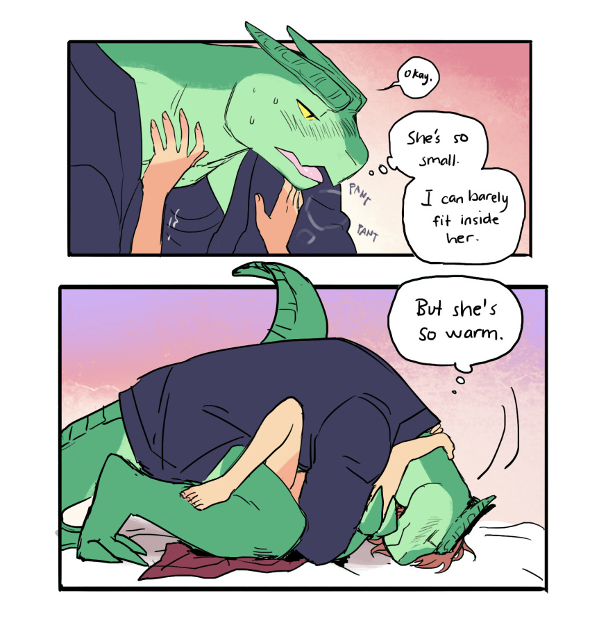 1boy 1girls anthro anthro_on_female anthro_on_human anthro_penetrating blush bodily_fluids breath closed_eyes clothing comic dialogue digital_media_(artwork) dragon duo english_text female female_human female_on_anthro female_penetrated femsub gentle_giant green_body green_scales hair hi_res horn human human_female human_penetrated interspecies larger_male lizardman looking_pleasured love male male/female male_anthro male_penetrating male_penetrating_female maledom mammal muscular muscular_male ollie_(spirit_bathhouse) open_mouth panting penetration red_hair reptile romantic scales scalie sex sframboob shaking simple_background size_difference smaller_female speech_bubble spirit_bathhouse steam straight sweat text thought_bubble trembling webcomic wholesome zaggie_(spirit_bathhouse) zagredos_(spirit_bathhouse)