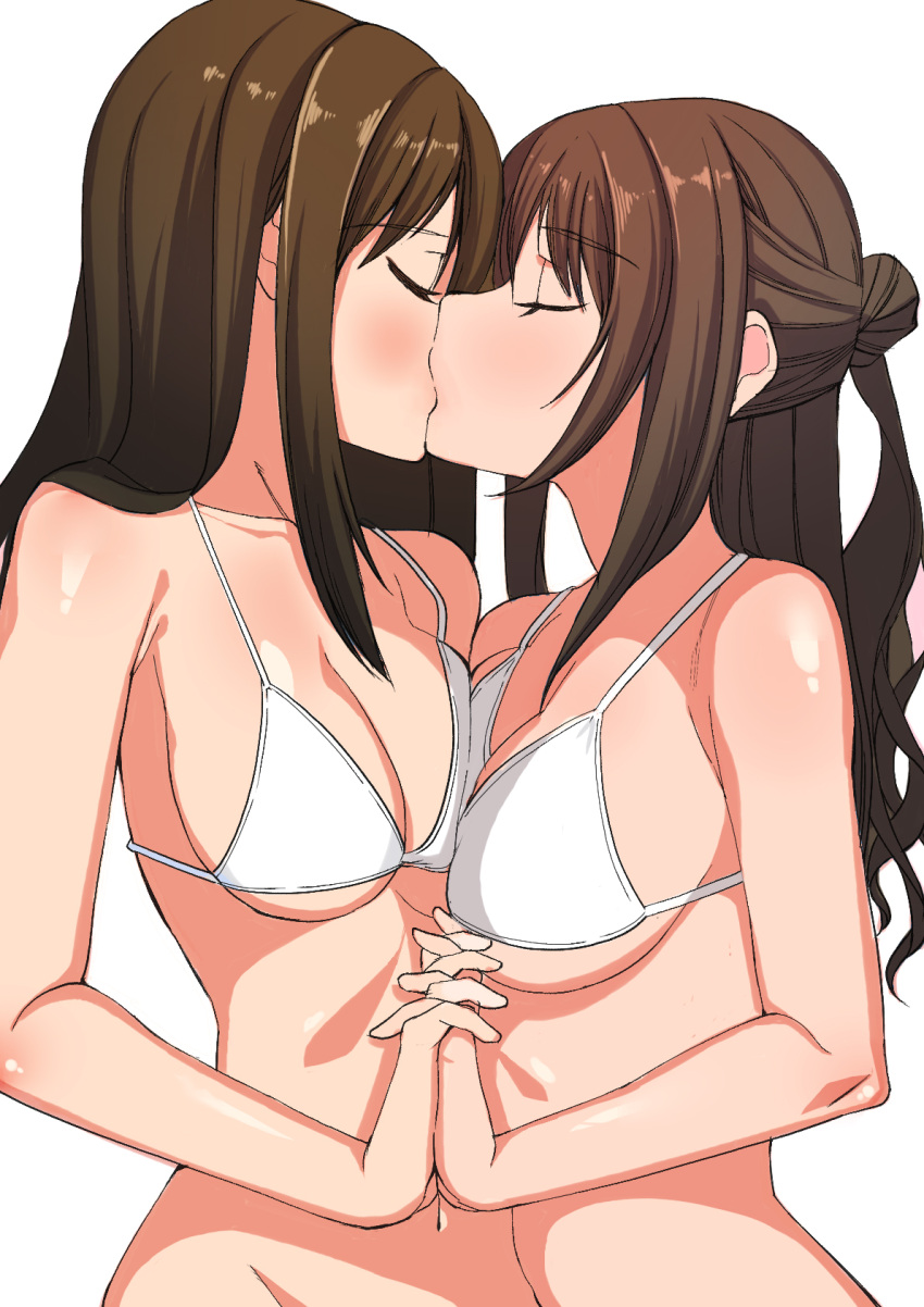 2girls big_breasts breasts female female/female female_focus female_only idolmaster idolmaster_cinderella_girls kissing long_hair shibuya_rin shimamura_uzuki tagme tagme_(artist) the_idolm@ster_cinderella_girls yuri