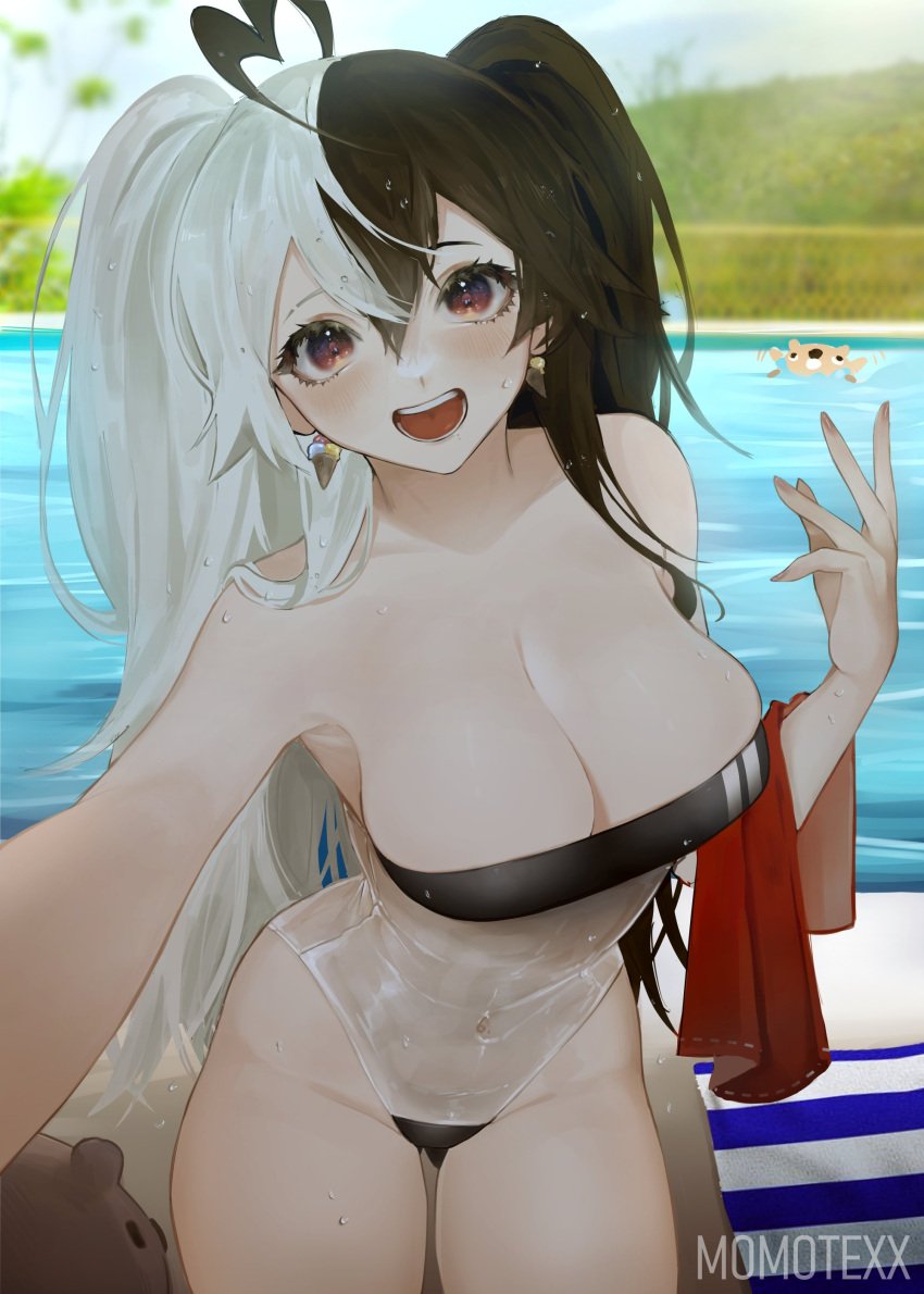 gris_swimsuit momotexx_(artist) momotexx_(vtuber) pool poolside swimsuit tagme virtual_youtuber vyugen