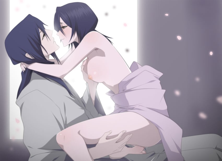 1boy 1boy1girl 1girls arms_around_neck bare_legs bare_shoulders black_hair bleach blush breast_grab byakuya_kuchiki cherry_blossoms clothed clothed_sex clothing couple cowgirl_position duo duo_focus exposed_breasts eye_contact face_to_face female female_penetrated happy_sex kimono kimono_lift kuchiki_byakuya kuchiki_hisana larger_male lexus_(artist) light-skinned_female light-skinned_male light_skin long_hair looking_at_another looking_at_partner male male/female male_penetrating male_penetrating_female no_bra paipan pale-skinned_female pale-skinned_male pale_skin petals petite romantic romantic_ambiance romantic_couple romantic_sex sex shoulder_length_hair side_view sideboob sitting sitting_on_penis size_difference smaller_female smile squatting topless touching_breast very_long_hair yukata