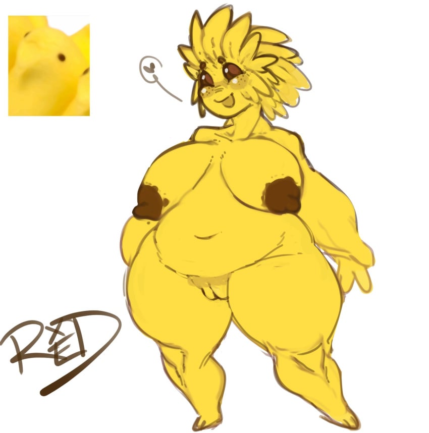 anthro big_breasts breasts chubby fat female female_only freckles heart nipples peeps pubic_hair pussy redactedinlight tagme thick_thighs thighs