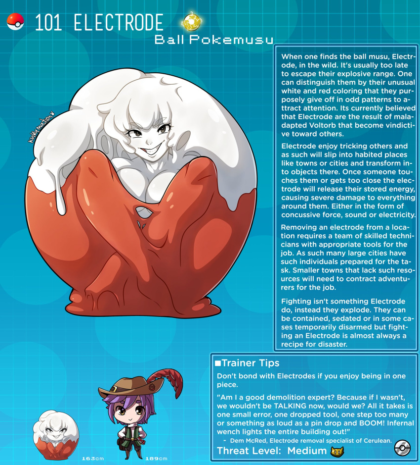 creature_index electrode_(pokemon) english_text hi_res kinkymation nintendo page_101 page_number pokémon_(species) pokemon pokemon-girl_encyclopedia pokemorph pokemusu profile tagme text text_box