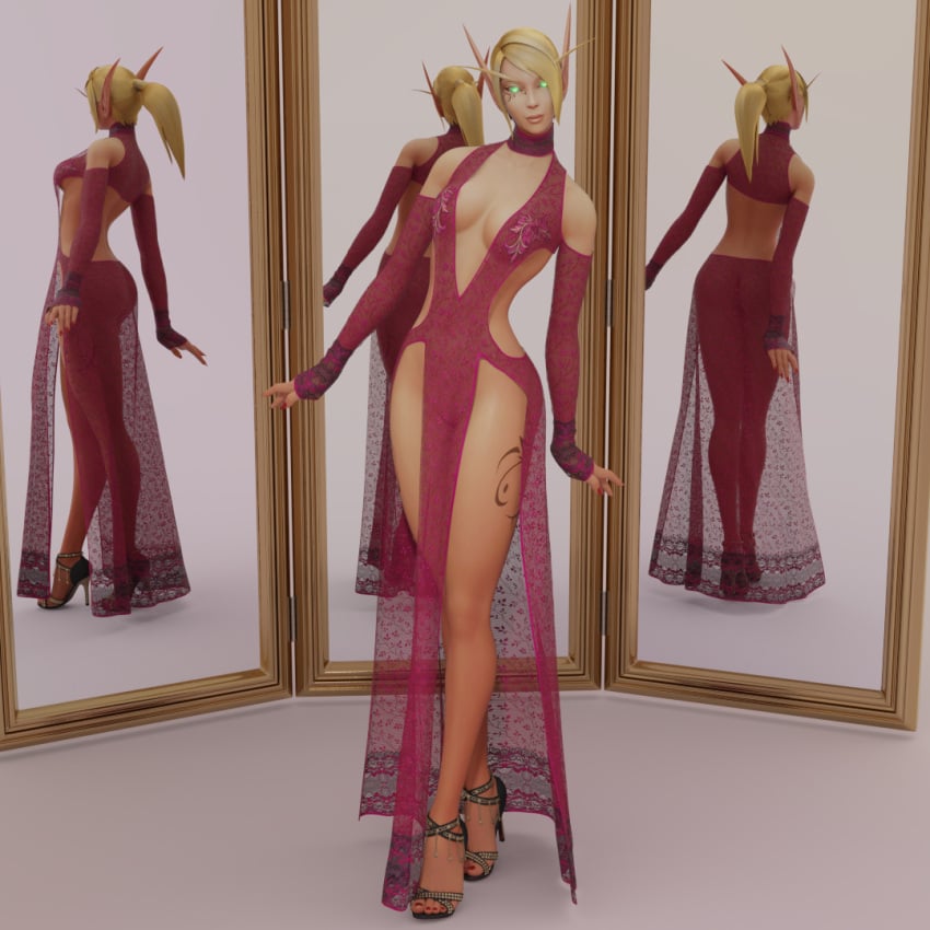 3d 3d_(artwork) alori blood_elf daz3d daz_studio dress elf elf_ears elf_female heels high_heels high_slit high_slit_dress pin3d pointy_ears toes warcraft world_of_warcraft