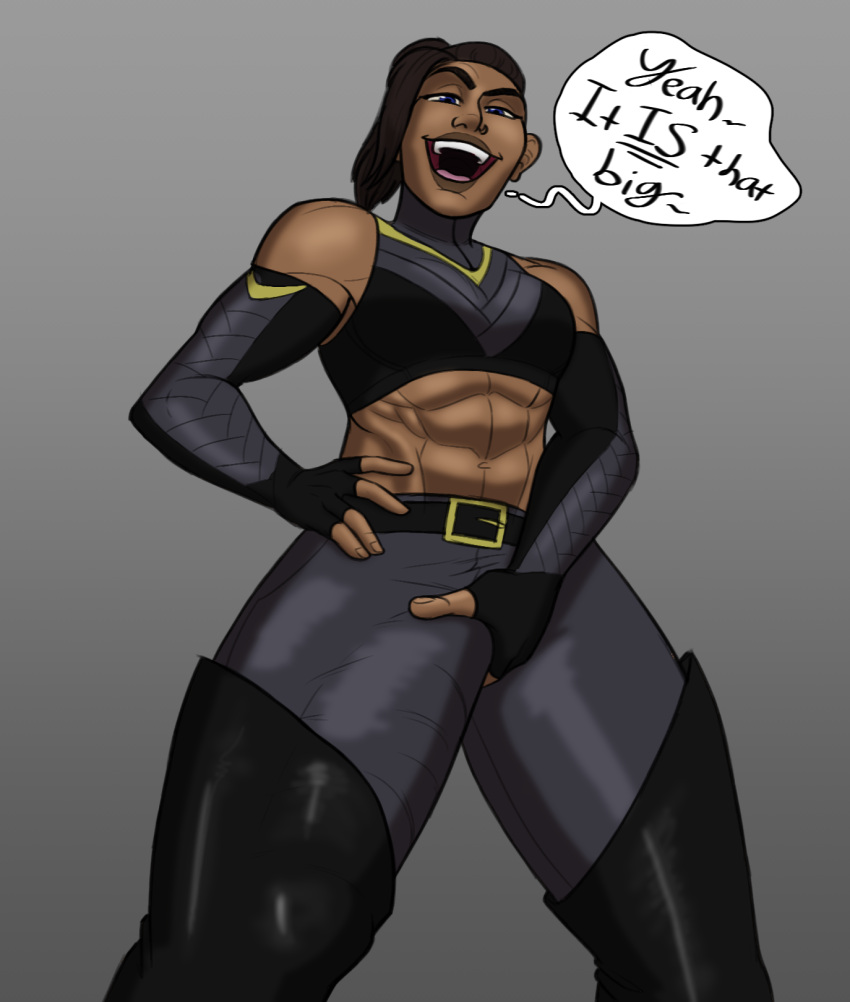 abs beauregard_lionett bulge bulge_down_leg critical_role critical_role:_the_mighty_nein dark_skin erection_under_clothes futa_only futanari hammertheshark huge_cock human monk muscular_female muscular_futanari penis_to_the_knees thigh_boots