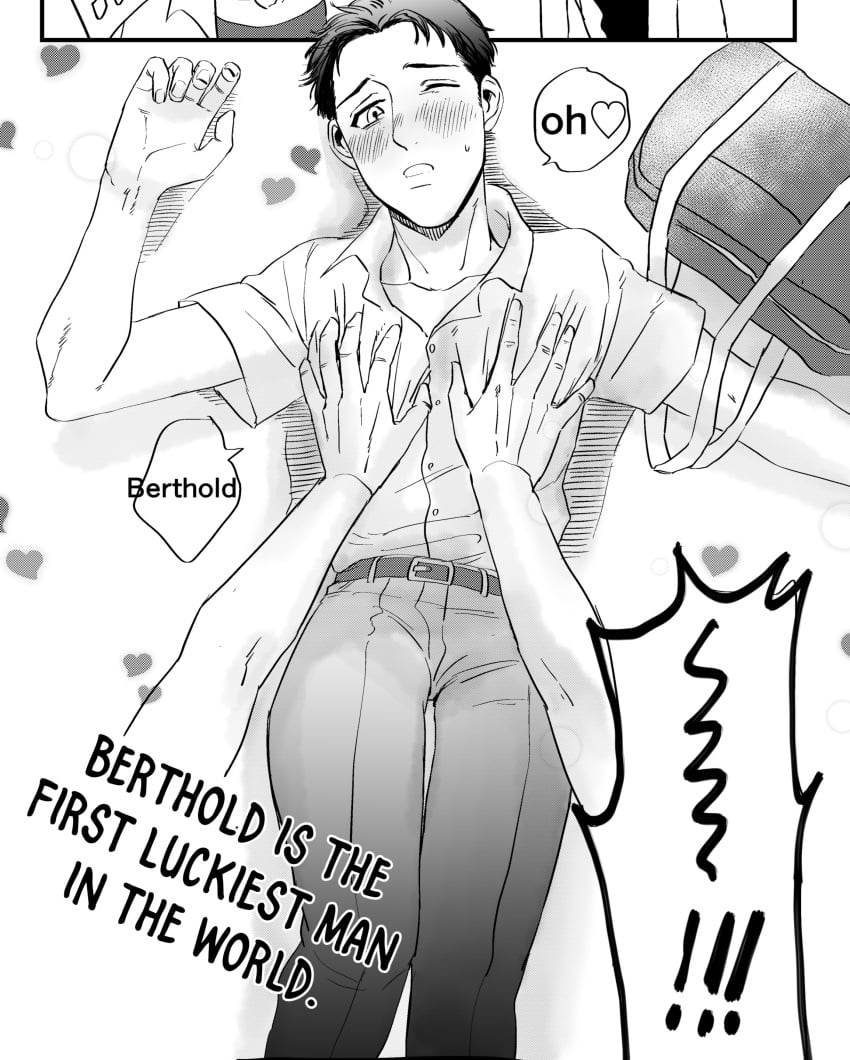 accidental_circumstance attack_on_titan berthold_huber bertolt_hoover blush brunet grabbing_breasts hands_on_breasts male_only marco_bodt on_the_floor one_eye_closed shingeki_no_kyojin