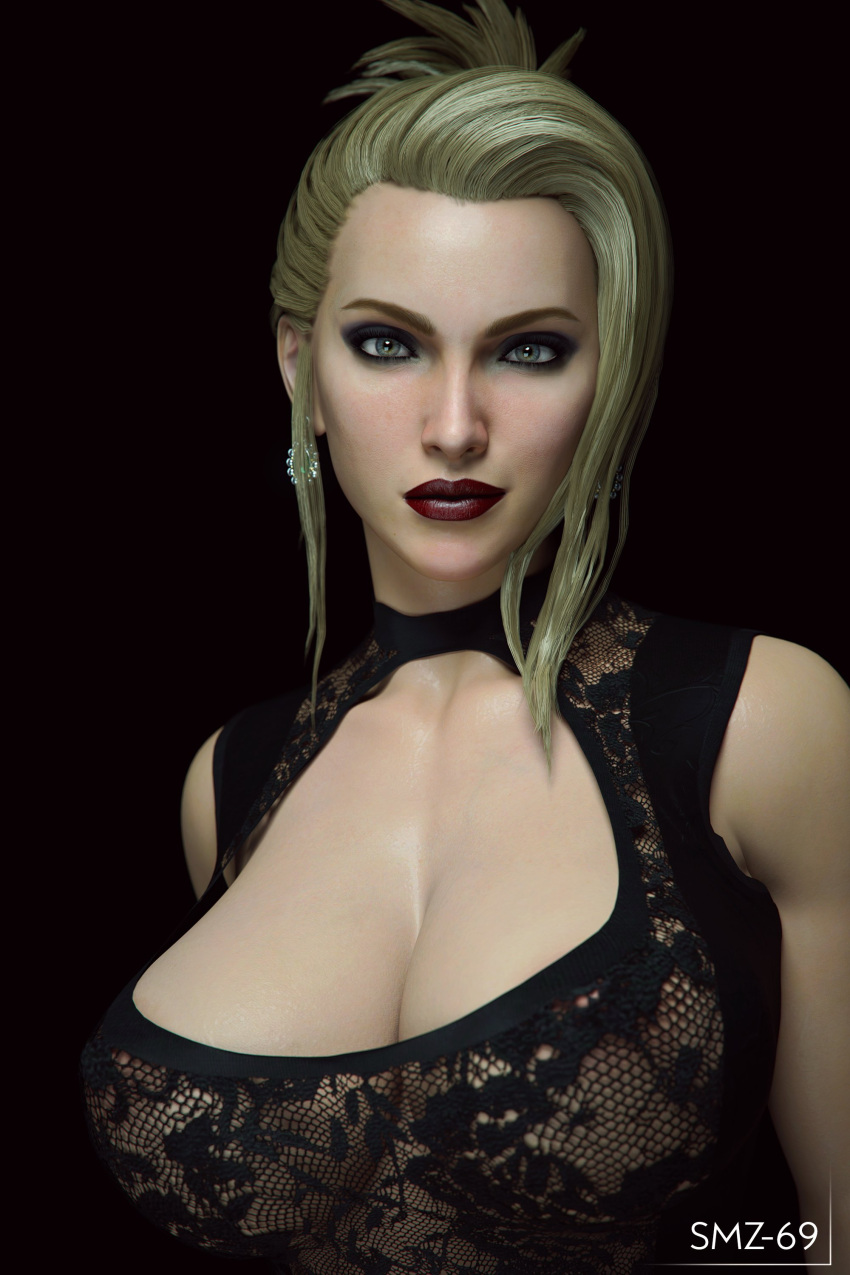 1girls 3d areolae big_breasts blonde_female breasts female female_only final_fantasy final_fantasy_vii large_breasts looking_at_viewer nipples scarlet_(ffvii) smz-69 solo