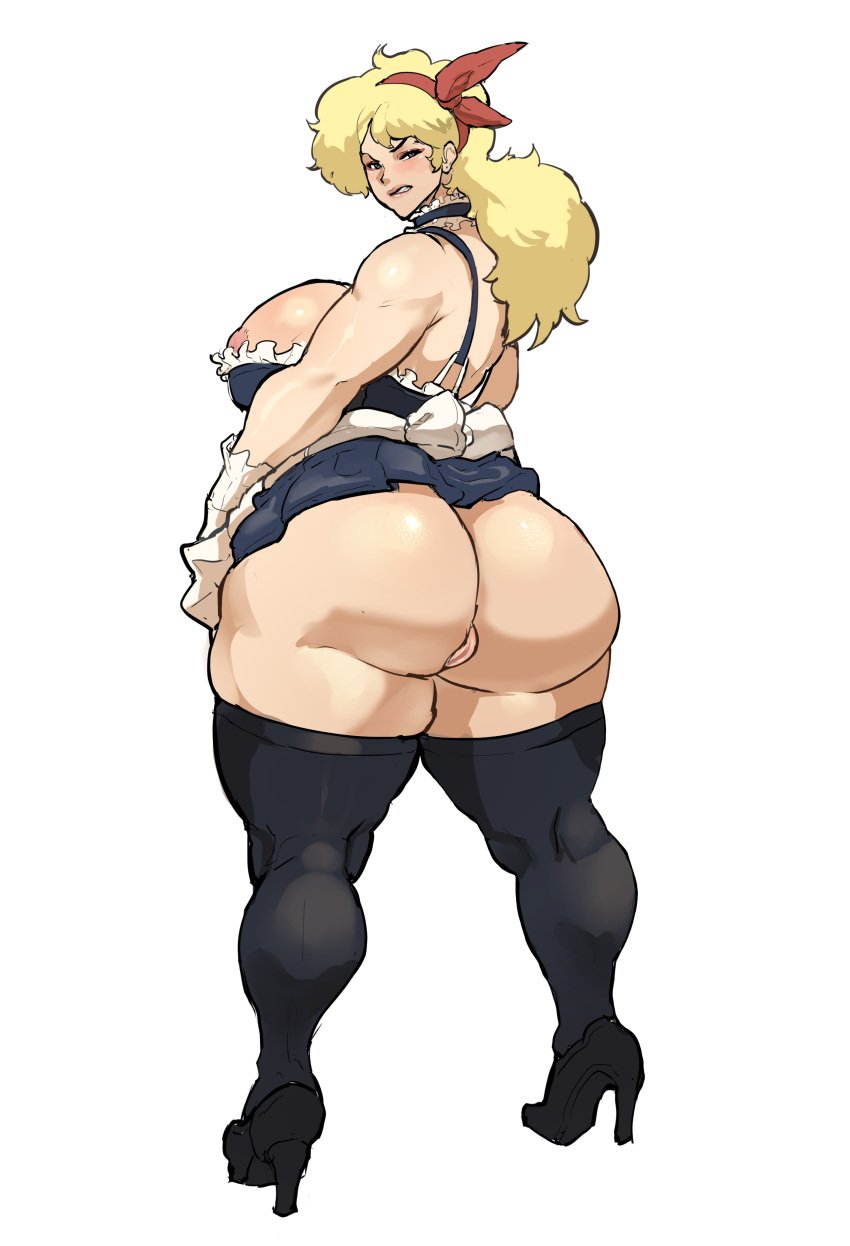 1girls alternate_ass_size alternate_body_type alternate_breast_size areola_slip areolae ass bad_launch big_ass big_butt blonde_hair breasts busty clenched_teeth curvy donaught dragon_ball female high_heels huge_ass huge_breasts launch long_hair no_eyewear no_panties plump standing teeth thick_thighs thighs venus_body voluptuous wide_hips