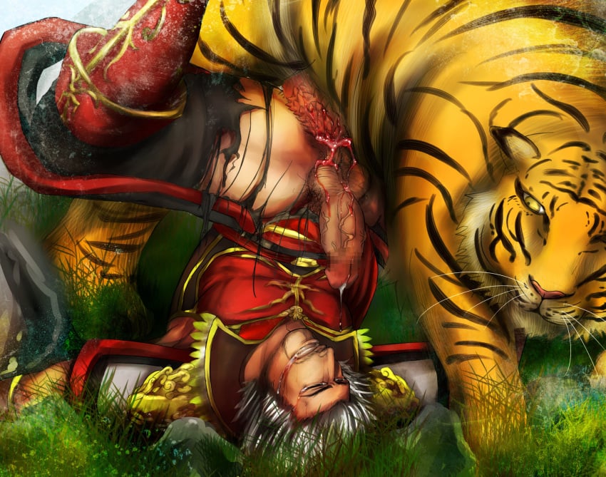 anal dynasty_warriors feline feral feral_on_human feral_on_male fur human male mammal penis sun_jian tagme tiger yaoi