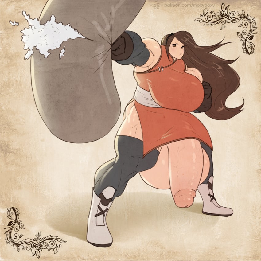 1futa agnes_oblige balls bravely_default bravely_default:_flying_fairy breasts brown_hair casual_exposure clothed clothing futa_only futanari gigantic_penis gigantic_testicles huge_breasts human hyper hyper_balls hyper_genitalia hyper_penis large_breasts large_penis large_testicles light-skinned_futanari light_skin long_penis mob_face mostly_clothed moxydoxy muscle muscular_futanari pale_skin penis solo standing tagme testicles