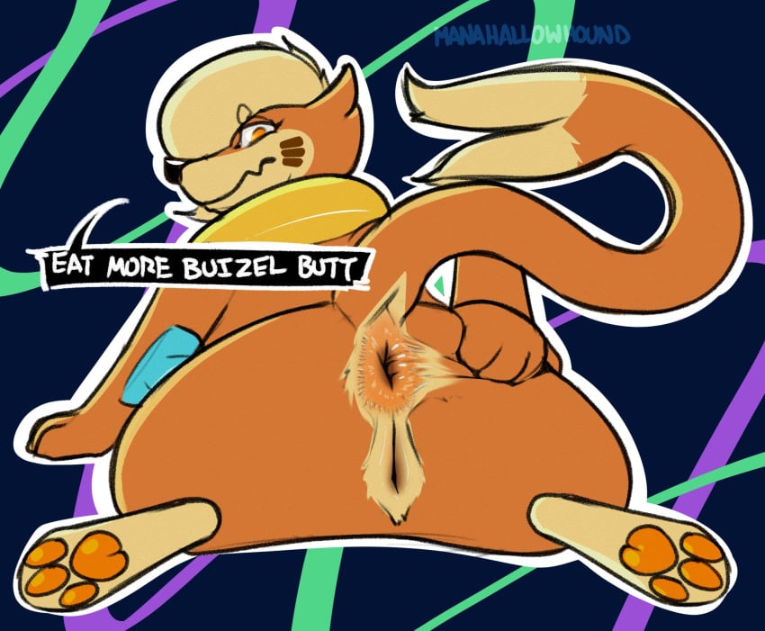 2021 abstract_background anus ass buizel female feral fur genitals hi_res looking_at_viewer looking_back looking_back_at_viewer lying manahallowhound multicolored_body multicolored_fur nintendo on_front orange_body orange_eyes orange_fur pawpads pokémon_(species) pokemon pokemon_only presenting presenting_hindquarters pussy solo spread_butt spreading tan_body tan_fur two_tone_body two_tone_fur video_games