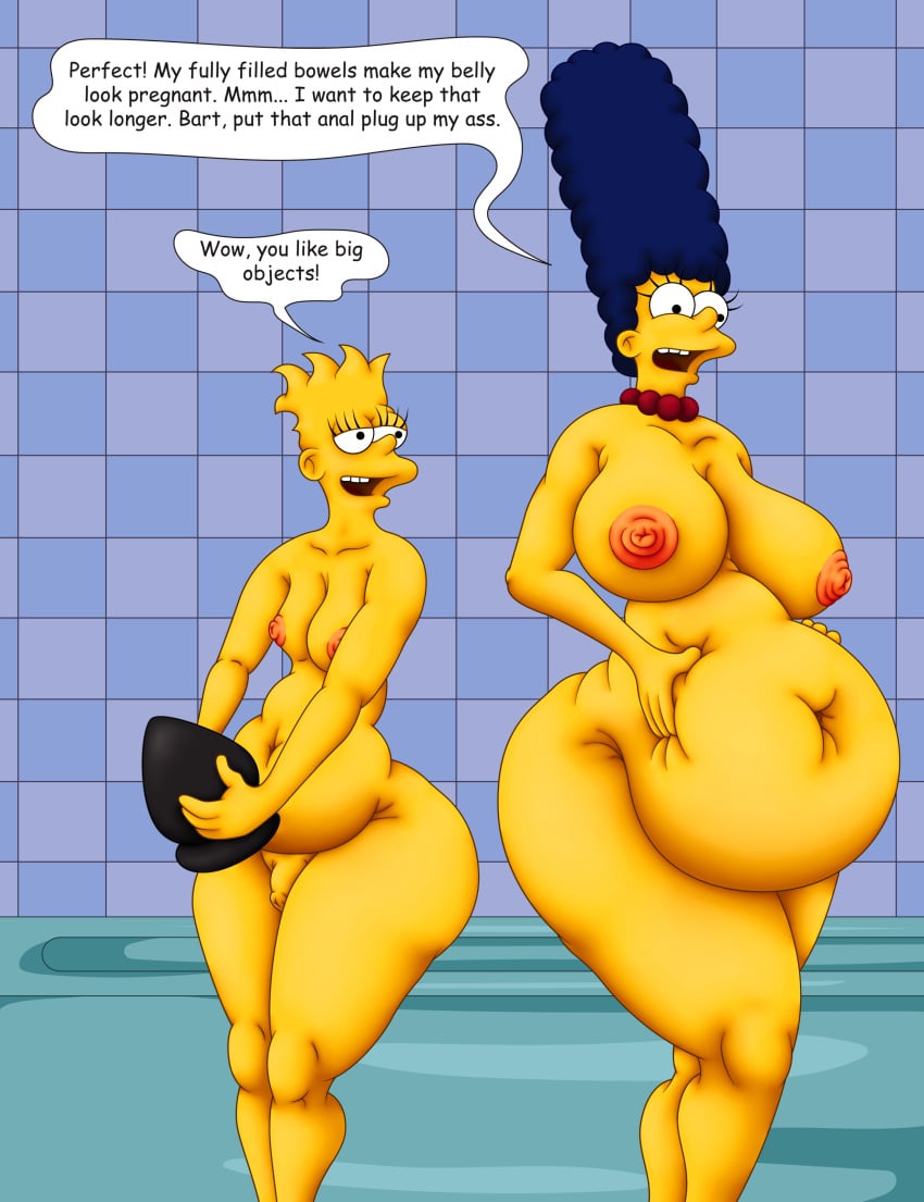 bart_simpson belly big_ass big_belly bynshy chubby chubby_female enema femboy incest marge_simpson mother_and_son sex_toy sissy small_breasts the_simpsons