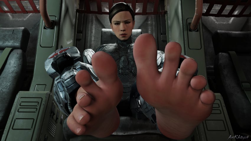 343_industries ankhajiit armor barefoot blender clothed feet feet_focus female female_soldier female_spartan_(halo) fetish foot_fetish halo halo_(game) halo_(series) halo_5 large_female sarah_palmer sarah_palmer_(halo) size_difference soles spartan_(halo) spartan_iv_(halo) toes