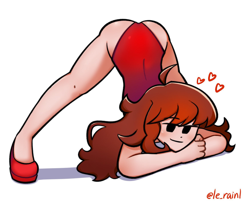 1girls ass auburn_hair brown_hair dress erainnn female friday_night_funkin girlfriend_(friday_night_funkin) heels high_heels jack-o_pose jackochallenge le_rainl long_hair looking_at_viewer mob_face smile suggestive