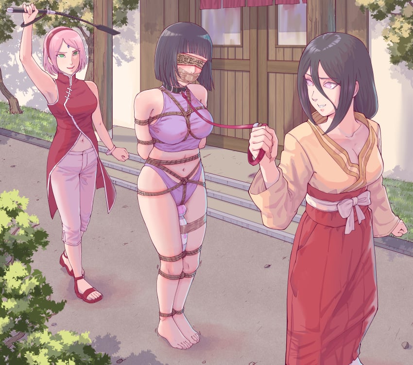 3girls arms_behind_back arms_tied_behind_back barefoot blindfold blunt_bangs bob_cut bondage boruto:_naruto_next_generations bound bound_ankles bound_arms bound_legs brown_hair bsdm collar crotch_rope dripping dripping_pussy feet female female/female/female female_only femdom femsub fully_clothed gag gagged genital_fluids green_eyes hair_between_eyes hakama holding_object humiliated humiliation hyuuga_hanabi hyuuga_hinata implied_incest implied_yuri kimono kinbaku leash leash_pull lezdom mature mature_female milf mouth_gag multiple_doms multiple_girls naruto naruto_(series) object_between_thighs outdoors panties pants parade parted_lips pink_hair public_humiliation purple_hair revealing_clothes rope rope_bondage sakura_haruno sandals sex_slave sex_toy sisters skirt street stuffed_mouth_gag submissive submissive_female tape_gag taped_mouth tied_up two_doms_one_sub underwear vibrator vibrator_on_pussy vibrator_taped_to_leg violet_eyes walking wet wet_pussy whatever whip yuri