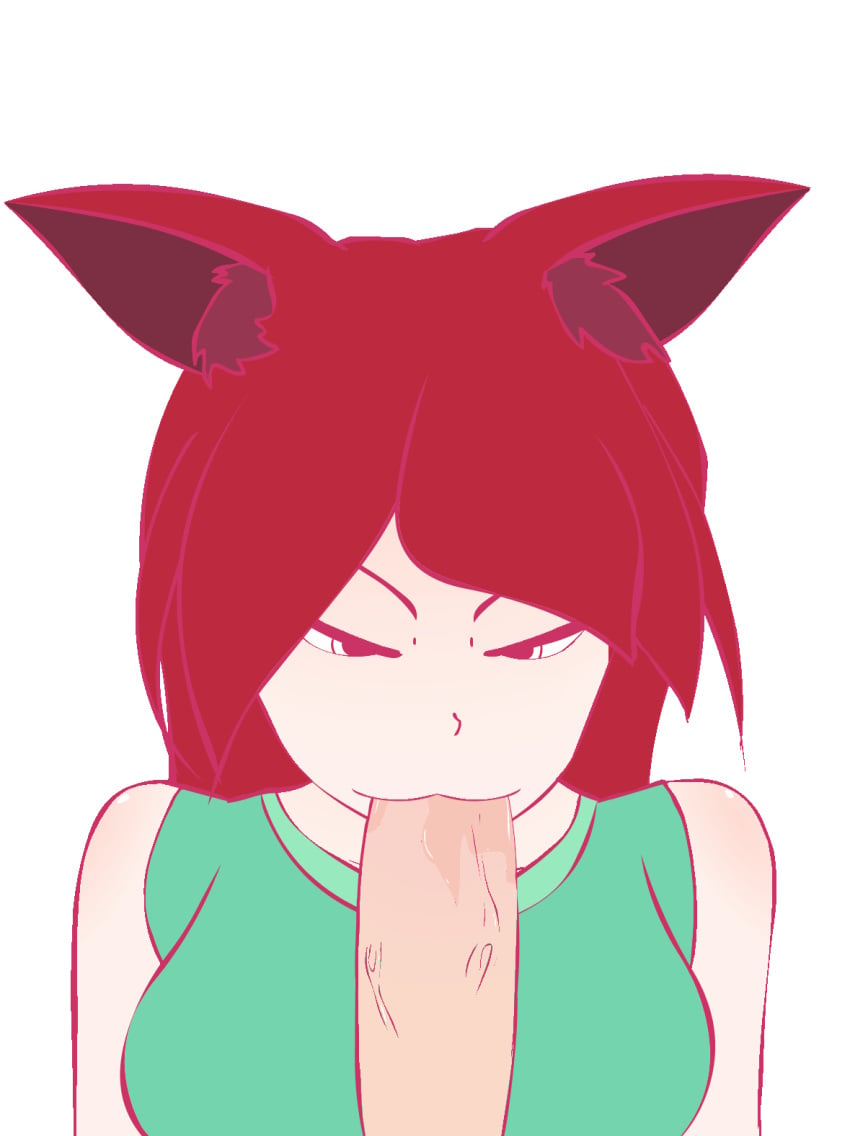 1girls :3 animated cat_ears color colored hands-free oral oral_sex petite red_hair tagme tvcomrade123