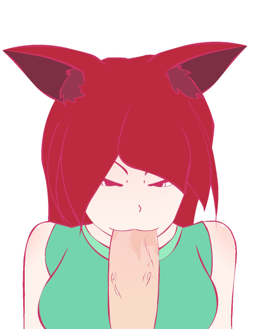 1girls :3 animated cat_ears color colored hands-free oral oral_sex petite red_hair tagme tvcomrade123