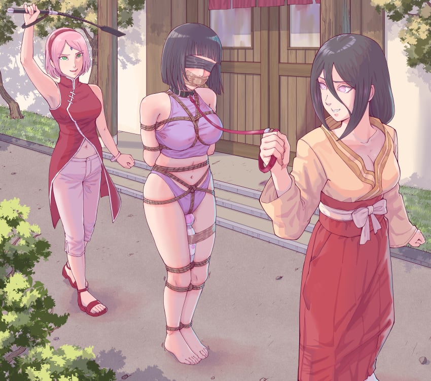 3girls arms_behind_back arms_tied_behind_back barefoot bitch_taken_for_walk blindfold blunt_bangs bob_cut bondage boruto:_naruto_next_generations bound bound_ankles bound_arms bound_legs brown_hair bsdm collar crotch_rope dripping dripping_pussy feet female female/female/female female_only femdom femsub fully_clothed gag gagged genital_fluids green_eyes hair_between_eyes hakama holding_object humiliated humiliation hyuuga_hanabi hyuuga_hinata implied_incest implied_yuri kimono kinbaku leash leash_pull lezdom mature mature_female milf mouth_gag multiple_doms multiple_girls naruto naruto_(series) object_between_thighs outdoors panties pants parade parted_lips pink_hair public_humiliation purple_hair revealing_clothes rope rope_bondage sakura_haruno sandals seal sex_slave sex_toy sisters skirt street stuffed_mouth_gag submissive submissive_female tape_gag taped_mouth tied_up two_doms_one_sub underwear vibrator vibrator_on_pussy vibrator_taped_to_leg violet_eyes walking wet wet_pussy whatever whip yuri