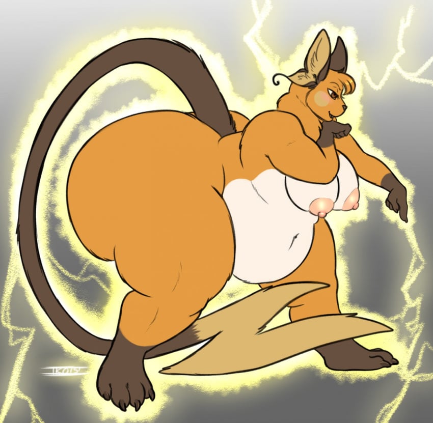 anthro ass belly big_ass big_butt breasts butt cocoa_(cheesecaker) electricity fan_character female fur hair hi_res huge_ass huge_butt iko mammal nintendo nipples nude obese obese_anthro obese_female overweight overweight_anthro overweight_female pokémon_(species) pokemon pokemon_(species) raichu rodent simple_background solo thick_thighs video_games yellow_body yellow_fur