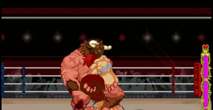 1boy 1boy1girl 1girls animated azumi_hojo big_ass gif large_breasts m.u.g.e.n minotaur minotaur_(mugen) moko_moko muscular_female sex straight sukeban tagme wrestling_ring