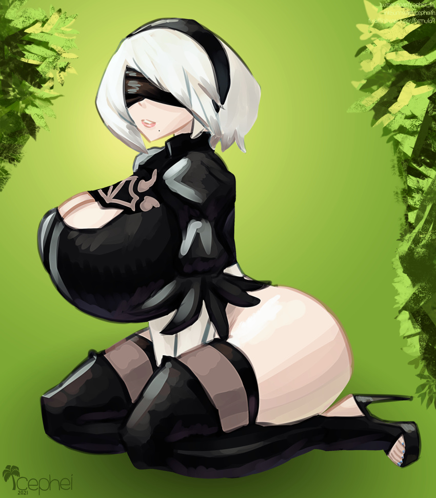 blindfold cephei high_heels huge_ass huge_breasts mole_under_mouth nier:_automata tagme thick_thighs wide_hips yorha_2b