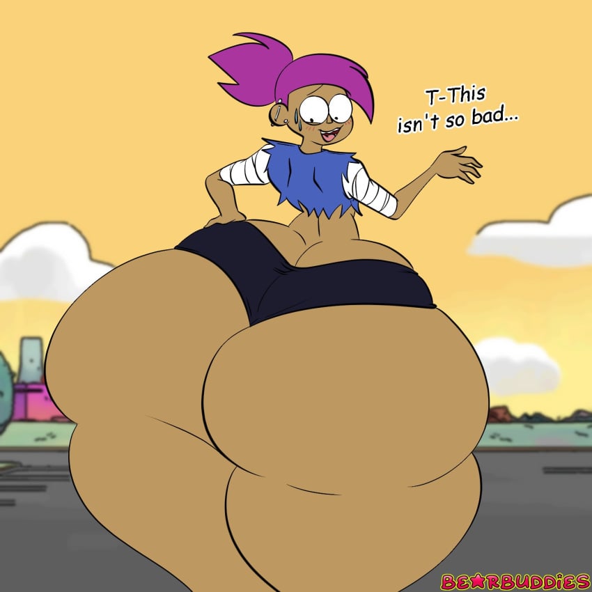 1girls 2022 ass big_ass big_butt bottom_heavy bubble_ass bubble_butt cartoon_network ear_piercing english english_text enid fat_ass fat_butt female female_focus female_only gigantic_ass gigantic_thighs hips huge_ass huge_butt hyper hyper_ass hyper_hips hyper_thighs large_ass large_butt looking_back massive_ass msprismatic nervous nervous_smile ok_k.o.!_let's_be_heroes piercing purple_hair short_hair shorts solo solo_female solo_focus text thick_ass thick_thighs thighs watermark wide_hips