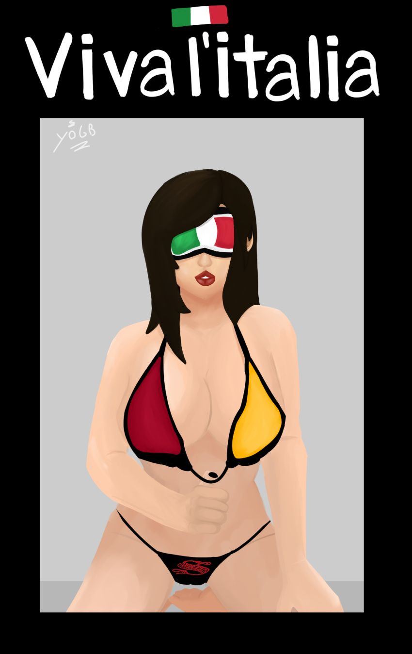 bikini bikini_bottom bikini_top brown_hair female final_fantasy final_fantasy_vii italian_flag italian_senate_hack italy meme tifa_lockhart yogb