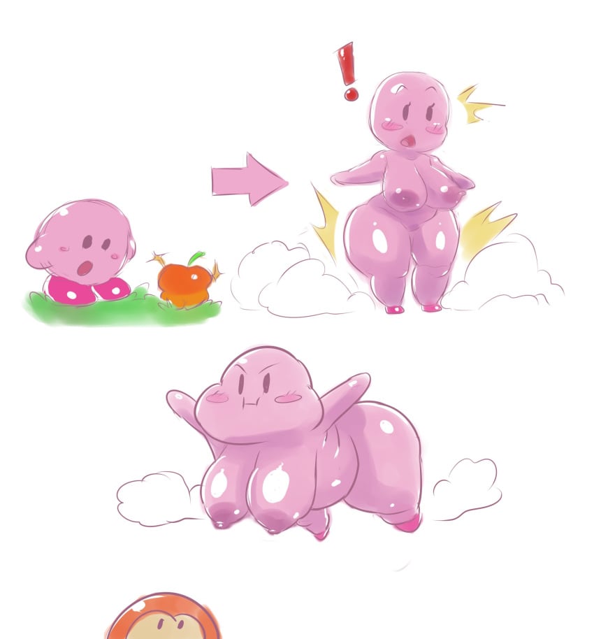 adorable ass big_ass big_breasts big_butt breasts busty cute cute_face erozer eyelashes kirby kirby_(series) pink_body pink_skin rule_63 twitter twitter_username