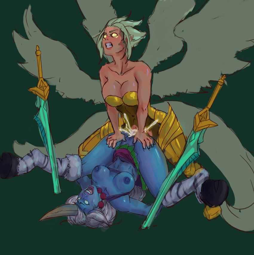 1futa 1girls 2020 areolae armor big_breasts breasts celestial_(league_of_legends) cum cum_in_pussy duo ejaculation female futa_on_female futanari horn humanoid humanoid_penis imsofckinlost intersex kayle league_of_legends light-skinned_futanari light_skin nipples no_pupils nude on_back order_of_the_banana_soraka penis riot_games sex soraka spread_legs the_grind_series vaginal_penetration