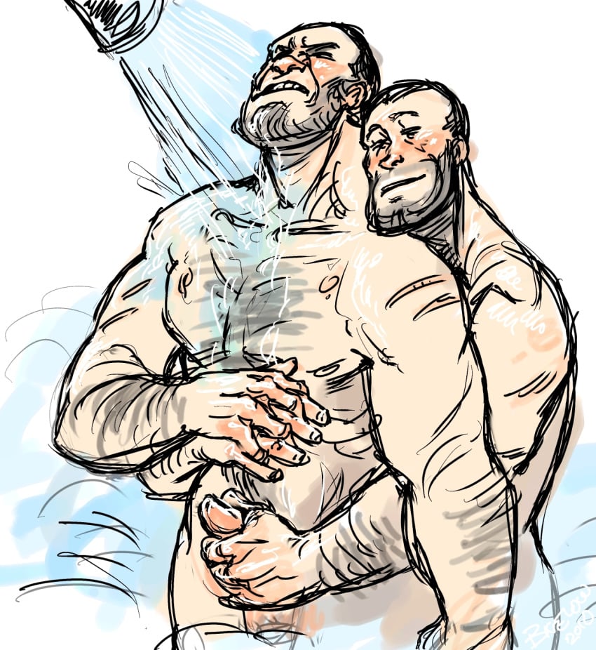 2boys engineer_(team_fortress_2) handjob kgbigelow male male_only reach_around shower soldier_(team_fortress_2) steam team_fortress_2 yaoi