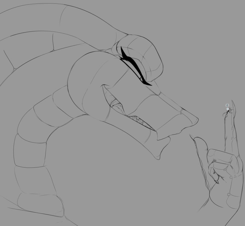 drawing giantess macro micro monochrome scalie scatches serpent smile snake tiny