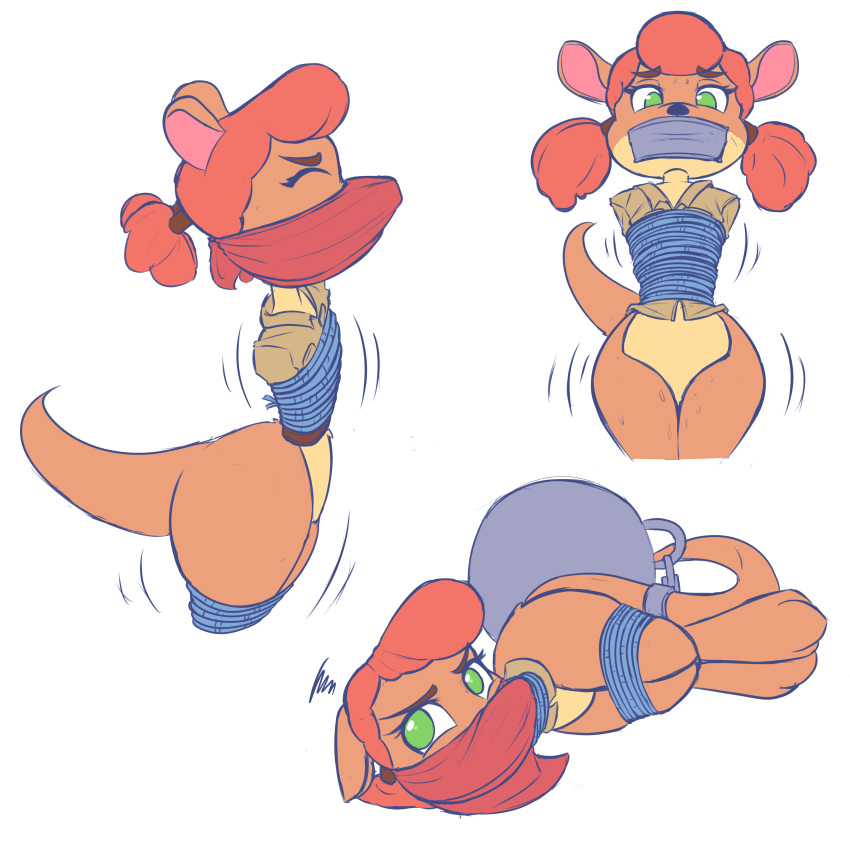 1girls anthro bondage gag gagged kangaroo rope_bondage sheila_(spyro) spyro_the_dragon thick_thighs tied_up wide_hips