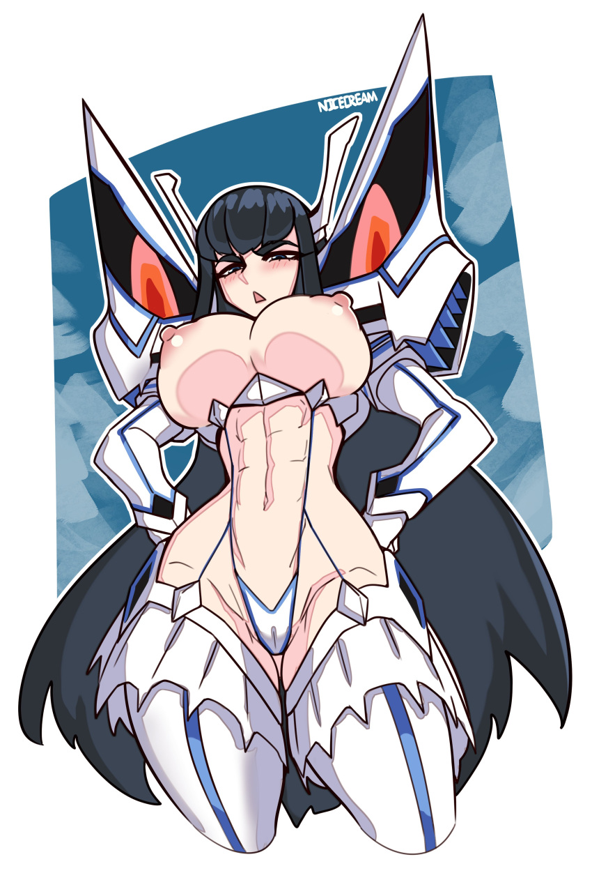 1girls abs areolae big_breasts breasts cameltoe exposed_breasts female female_only fit_female junketsu kill_la_kill kiryuuin_satsuki large_breasts looking_at_viewer nicecream nipples solo