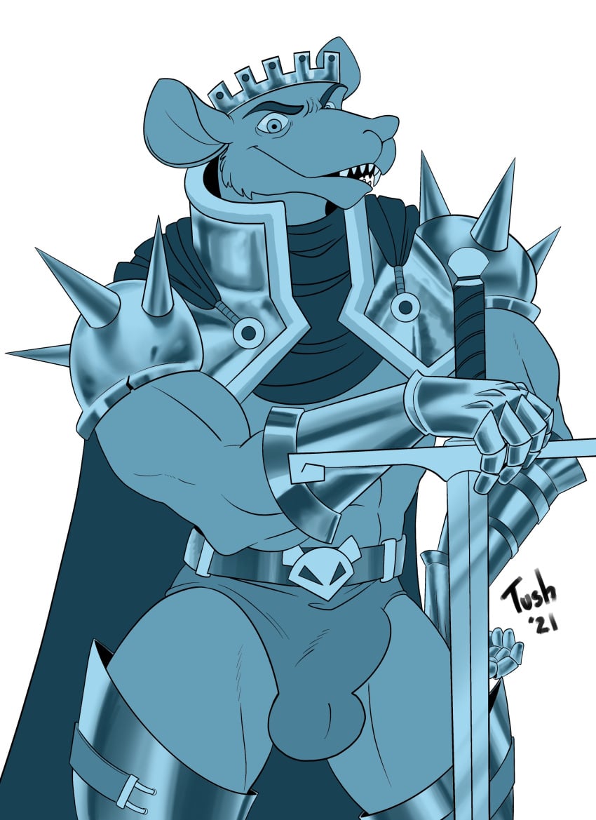 2021 absurd_res anthro armor balls_outline bulge cape cartoon_network clothing crown genital_outline hi_res humanoid_hands king male male_only mammal murid murine penis_outline rat rat_king_(wbb) rodent royalty simple_background solo tush underwear we_bare_bears white_background wings