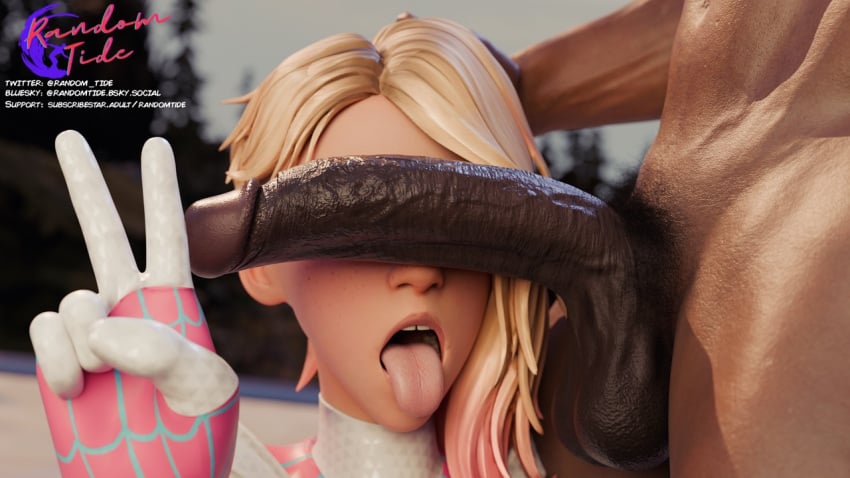 1boy 1boy1girl 1girls 3d ahe_gao balls ballsack big_penis black_body black_hair blender blonde_hair cant_see_the_haters clothed clothed_female clothed_female_nude_male clothing completely_nude completely_nude_male dark-skinned_male freckles freckles_on_face gwen_stacy highlights_(coloring) large_balls large_penis mouth open_mouth outdoor_nudity outdoors outside peace_sign penis penis_in_front_of_face penis_on_face pubes pubic_hair public random_tide spider-gwen spider-man:_across_the_spider-verse spider-man:_into_the_spider-verse spider-man_(series) straight suit teeth_gap teeth_visible testicles toned toned_male tongue tongue_out veins veiny veiny_penis watermark wet wet_penis white_body