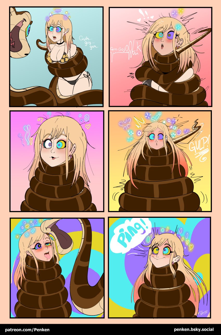 at bikini blonde_hair blush bondage book coils comic crossover darling disney dress-up english eyes femsub hair happy heart in jungle kaa kitagawa long looking maledom marin mouth my open out penken ping restrained smile snake symbol text the thighs tongue trance viewer