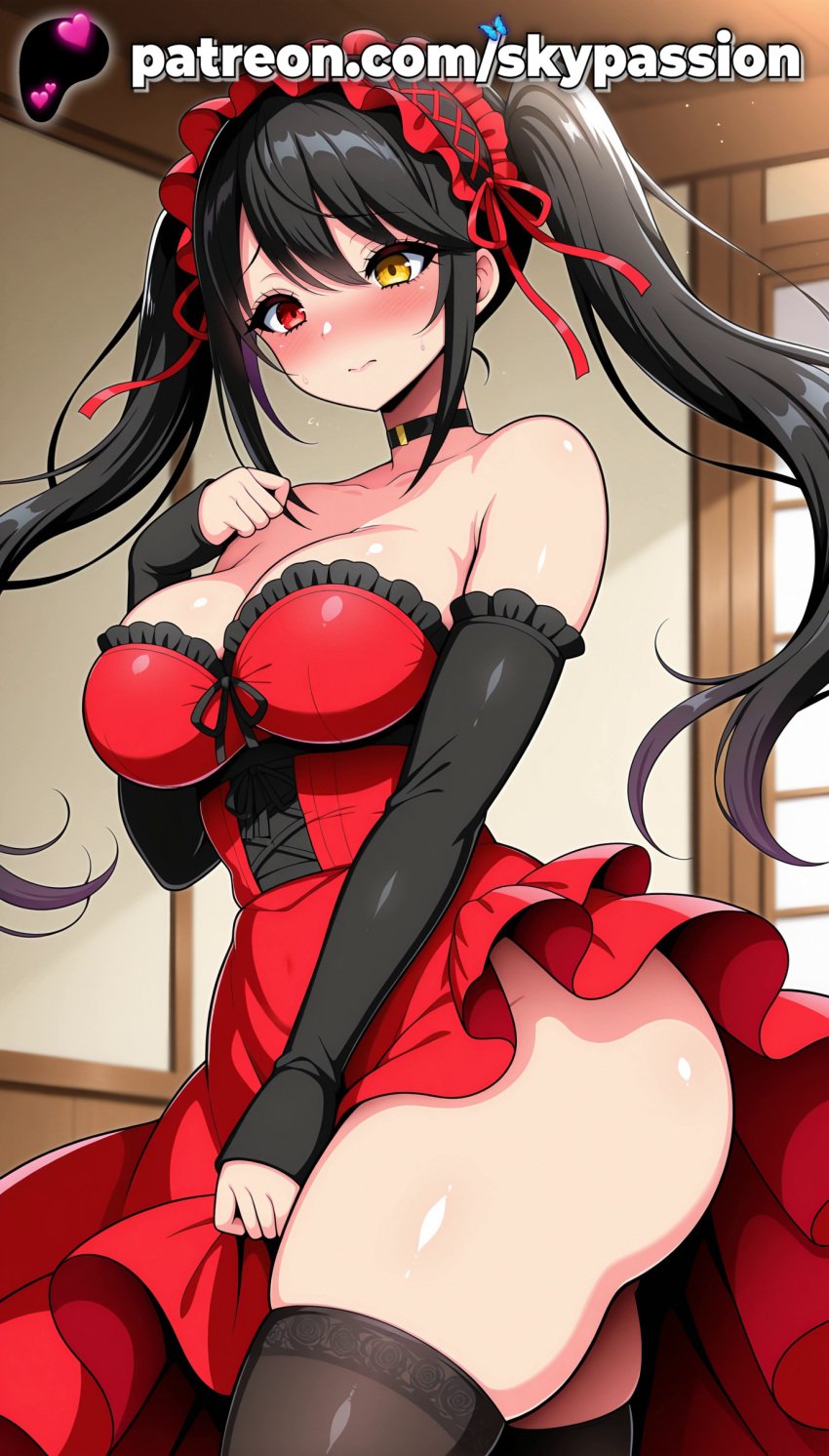 1girls 2025 ai_assisted ai_generated anime artist_name ass asymmetrical_hair bare_shoulders big_ass big_butt black_hair black_legwear blush booty breast breasts bubble_ass bubble_butt bust buttocks chest choker cleavage clock_eyes clothed_female curvy_ass curvy_butt cute_ass date_a_live detached_sleeves dress female female_focus female_only firm_ass hairband heterochromia hi_res high_quality high_resolution highres juicy_ass juicy_butt large_ass lolita_hairband long_hair patreon patreon_username perfect_ass plump_ass red_dress red_eyes round_ass sexy_ass skypassion solo stable_diffusion symbol-shaped_pupils thighhighs thighs tight_ass tokisaki_kurumi twintails voluptuous_ass watermark yellow_eyes