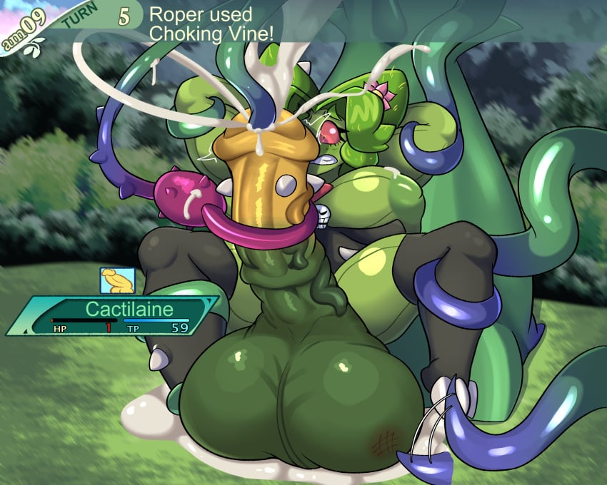 5:4 animal_genitalia animal_penis arms_bound_behind_back atlus balls big_balls big_breasts big_penis bodily_fluids breasts cactilaine cactilaine_(character) cactus cactus_creature cactus_humanoid claws cum elemental_creature elemental_humanoid equine_genitalia equine_penis etrian_odyssey excessive_cum excessive_genital_fluids flora_fauna futanari game_ui gameplay_mechanics genital_fluids genitals green_body green_hair green_skin gynomorph hair hi_res huge_balls huge_breasts huge_cock humanoid hyper hyper_balls hyper_genitalia hyper_penis intersex inverted_nipples nipples penetration penis plant plant_hair plant_humanoid pseudo_hair red_eyes red_sclera restrained restrained_by_tentacles roper sega solo spiked_penis spikes spikes_(anatomy) tentacle tentacle_in_urethra tentacle_penetration thick_thighs toe_claws urethral urethral_penetration vein veiny_penis