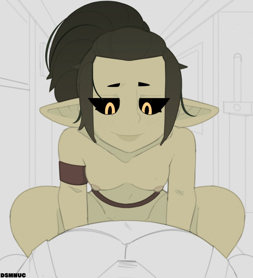 black_hair breasts dsmnup female goblin goblin_female green_skin tagme yellow_eyes