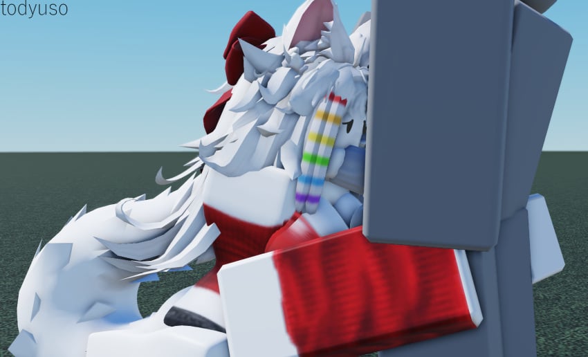 3d blowjob clothed commission dummy_(roblox) face_fucking furry holding_legs image red_clothing roblox robloxian self_upload tagme white_hair