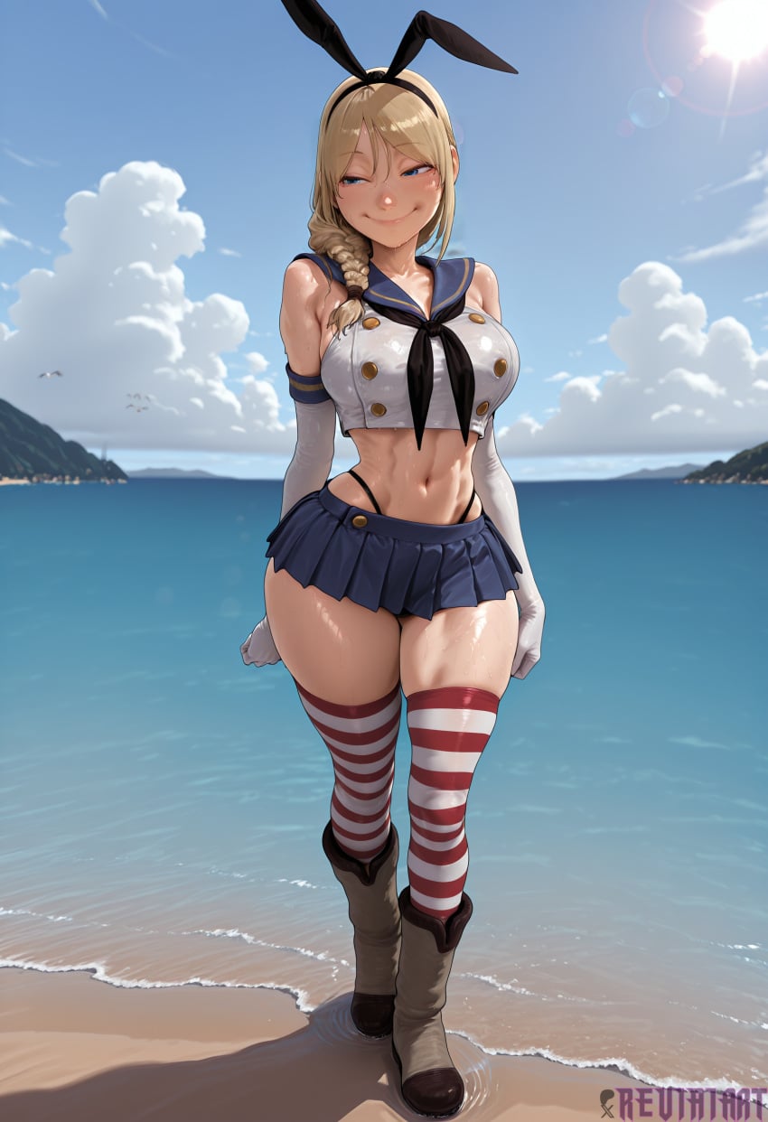 1girl abs ai_generated astrid_hofferson at bare beach black blonde blue blush body boots braid breasts closed clothes cloud collar cosplay crop day dreamworks elbow eyes face full gloves hair hairband half-closed highleg horizon how_to_train_your_dragon large licking lips long looking microskirt midriff miniskirt mouth naughty navel neckerchief ocean out outdoors over panties pleated reviaiart sailor school serafuku shimakaze shirt shoulder shoulders single skindentation skirt sky sleeveless smile solo standing striped sun thick thighhighs thighs thong toned tongue top underwear uniform viewer walking water waves wet white