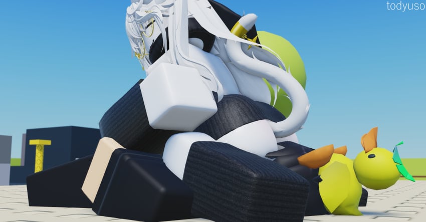 1boy 1boy1girl 1girls 3d catgirl crossroads_(roblox) facesitting glasses original_character partially_clothed roblox robloxian self_upload tagme white_hair white_skin